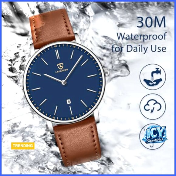 Minimalist Analog Date Watch with Leather Strap main image 7